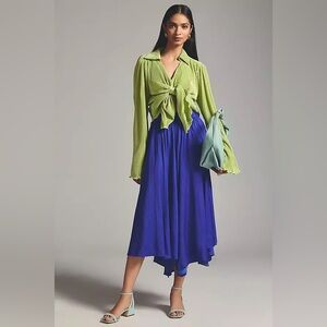 NWOT Anthropologie A-Line Midi Skirt (Sapphire) // Size M